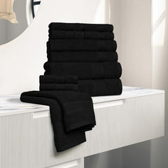Trident Soft Comfort Air Rich Bath Towels 500 Gsm | 100% Cotton Towel, Super Soft, Highly Absorbent, 12 Pieces (Black)