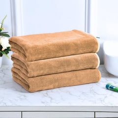 Black Gold The Finer Touch Microfiber Bath Towels 1500 Gsm | Super Absorbent, Lightweight, Ultra-Soft, Fade Resistant (Beige) - Pack Of 3