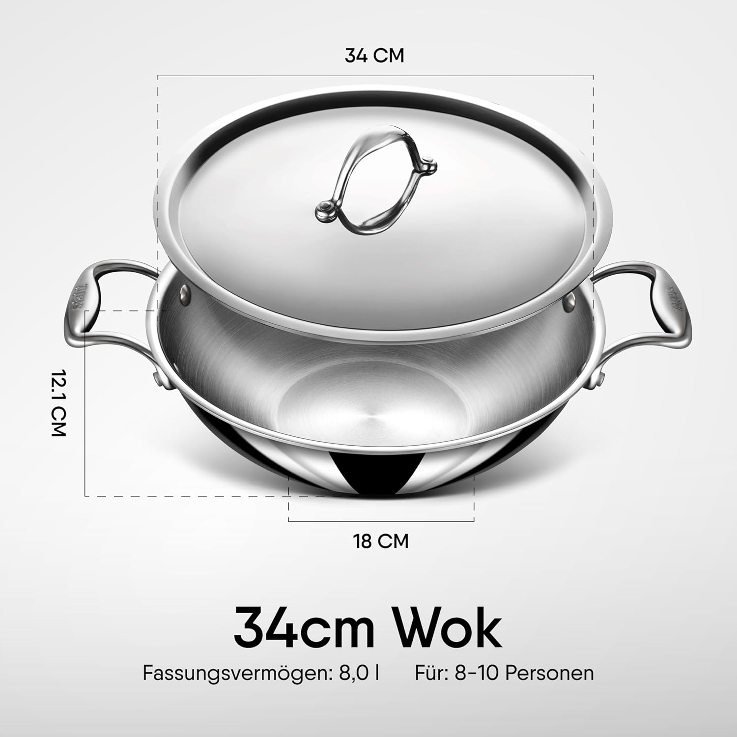 Artisan Triply Silver Stainless Steel Kadhai With Lid, 8 Liters | Kadai For Cooking, Stainless Steel Cookware Triply Kadai, Induction & Gas Stove Compatible, 34 Cm Artisan Triply Silver Stainless Steel Kadhai With Lid, 8 Liters | Kadai For Cooking, Stainless Steel Cookware Triply Kadai, Induction & Gas Stove Compatible, 34 Cm