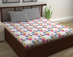 Soft Cotton Double Bedsheet For Queen Size With 2 Pillow Covers | 87 X 100 Inches, Grey & White - Soft & Breathable Fabric | Comfortable For Daily Use