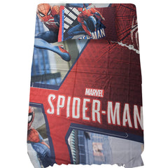 100% Cotton Kids Bedsheet For Single Bed With 1 Pillow Cover - 57 X 88 Inches, Red & Blue | Durable & Wrinkle Free - All Season Bedding