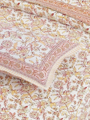 Traditional Rajasthani Design Bedsheet With 2 Pillow Covers - 90 X 108 Inches, Peach & Yellow | Color Fade Resistant & Shrinkage Resistant For All-Season Use