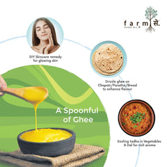 100% Natural A2 Gir Desi Cow (Kanij Kheda) Ghee By Farm ??. | Good Source Of Energy & Protein Fiber Healthy Desi Cow Ghee For Glowing Skin | (250ml) 8.4 Ounce | Jar Pack