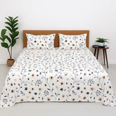 Perfect Single Bedsheet With Pillow Covers ā Soft & Breathable Fabric - 68 X 90 Inch, White | Ditsy Floral Print Bedsheet Set - Ideal For Daily Use & Gifting Bedsheet