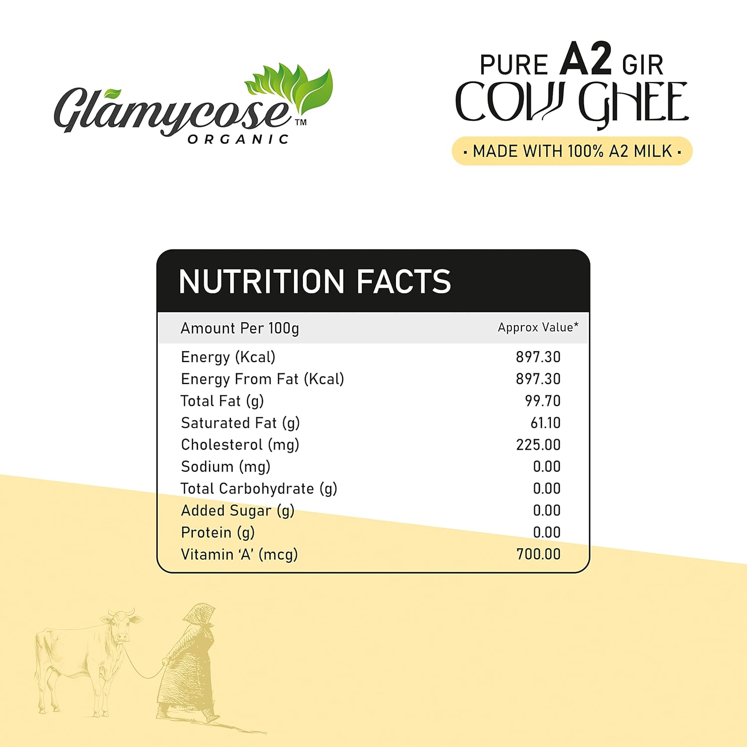 Natural Premium Desi Cow Ghee By Glamycose | High In Protein Fiber Healthy Desi Ghee For Glowing Skin | 2 Litre (1 Litr * 2) 67.6 Ounce | Jar Pack Natural Premium Desi Cow Ghee By Glamycose | High In Protein Fiber Healthy Desi Ghee For Glowing Skin | 2 Litre (1 Litr * 2) 67.6 Ounce | Jar Pack