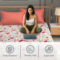 Includes 1 Queen Size Bedsheet With 2 Matching Pillow Covers - 90 X 100 Inches, Multicolor | Ideal For Modern Indian Bedrooms, Guest Rooms, & Everyday Home Use