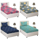 Single Bedsheet Combo Pack Of 4 With 4 Pillow Cover - 60 X 90 Inches, Multicolor | Soft Brushed Microfiber Breathable & Wrinkle Free - Light Weight & Easy To Wash At Home