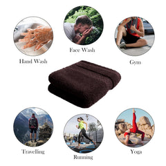 100% Cotton Hand Towel 400 Gsm | Super Soft, Absorbent, Quick Dry Hand Towel (Brown) - Pack Of 2