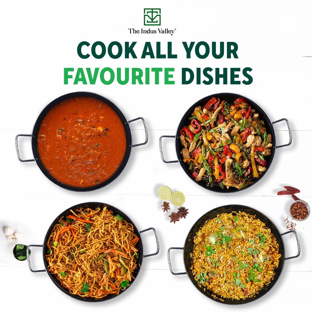 Pre-Seasoned Black Iron Cookware Set - Fry Pan 24.7 Cm, 1.5 Liters + Kadai 24.6 Cm, 2.7 Liters | Kitchen Cooking Combo Pots & Pans Set Of 2 Pcs - Naturally Nonstick Pre-Seasoned Black Iron Cookware Set - Fry Pan 24.7 Cm, 1.5 Liters + Kadai 24.6 Cm, 2.7 Liters | Kitchen Cooking Combo Pots & Pans Set Of 2 Pcs - Naturally Nonstick