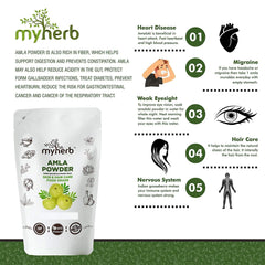 Myherb 100% Natural Organic Amla Indian Gooseberry Powder (Dry), For Skin & Hair Care Food Grade, For Men & Women | 227gm 0.5lbs