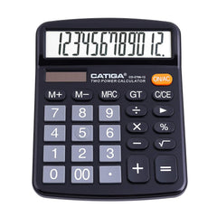 Desktop Calculator 12 Digit With Large LCD Display And Sensitive Button, Solar & Battery Dual Power, Standard Function For Office, Home, School, CD-2786 (Black)