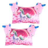 Soft & Cozy Pillow For Kid's, Comfortable Pillow For 2 Year Old's Unicorn Print, Pink - 12x18 Inches | Suitable For All Sleepers, Multipurpose & Comfortable, Breathable - Pack Of 2