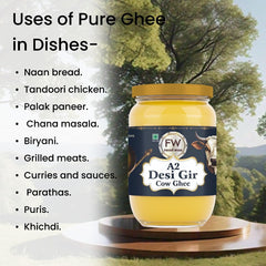 Natural Premium A2 Gir Cow Ghee By Fresh Wish | Naturally & Healthy Bilona Method Cow Ghee Good For Sweets | (500ml) 16.9 Ounce | Jar Pack
