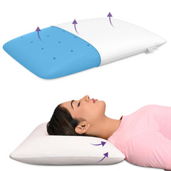 Cool Gel Memory Foam Pillow, Orthopedic Pillows For Neck Pain Relief, Thin Size - 24.5 X 15.5 X 4 Inches | Without Cover, Portable, Cooling, Lightweight, Adjustable Pillows - Pack Of 1