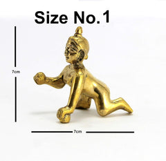 Beautiful Brass Laddu Gopal, Baby Krishna Idol, Handmade, Statue - 5.5 Cm | For Your Home, Workplace, Office, Desk, Best Gifts, Thakur Ji Murti
