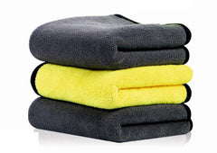 Hsr Car Accessices Cleaning 450 Gsm Microfiber Towel For Car Cleaning & Detailing - Dual Sided, Extra Thick Plush Microfiber Cloth (Pack Of 3) | Yellow & Grey