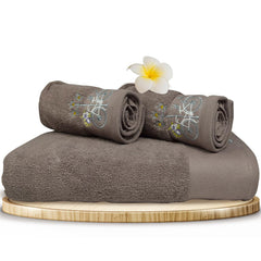 Rangoli 100% Cotton Martin 1 Bath & 2 Hand Towels 900 Gsm | Quick Dry, Ultra Soft, Highly Absorbent Printed Hand Towel For Men & Women Luxury & Highly Absorbent Towels - Blugrn (Set Of 3)