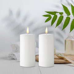 6 INCHES WHITE PILLAR CANDLES FOR HOME DECOR | BURNING TIME 90 HOURS | SET OF 2