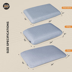 Orthopedic Memory Foam Pillow For Comfortable Sleep, Grey - 20 X 13 X 4 Inch | For Neck & Shoulder Pain Relief With Removable Zipper Grey Jacquard Cover | Back, Stomach Sleepers - Pack Of 1