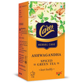 Care Ashwagandha Spiced Herbal Care Green Tea - 25 Sachets | Organic Desi Kahwa With Tulsi, Ginger, Cinnamon - Ayurvedic Indian Kadha For Detoxification | Whole Loose Leaves Blend