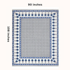 Jaipuri Cotton Bedsheet For King Size With 2 Pillow Covers | 90 X 108 Inches, White & Blue | Ultra-Soft & Skin-Safe | Breathable Summer Comfort