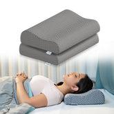 Memory Foam Cervical Pillow, Orthopedic Pillow, Standard Size - 19 X 11 Inch | Midnight Blue, Neck Support Pillow For Sleeping, Neck & Shoulder Pain | Removable Zipper Cover - Pack Of 2