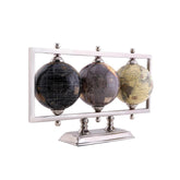Globe For Office Table Rotating World Map For Kids Room Office Decor, 4 - Inch Diameter Globes With Black Metal Stand For Study Table (Silver Rectangle Frame) Pack Of 1