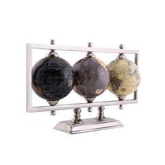 Globe For Office Table Rotating World Map For Kids Room Office Decor, 4 - Inch Diameter Globes With Black Metal Stand For Study Table (Silver Rectangle Frame) Pack Of 1