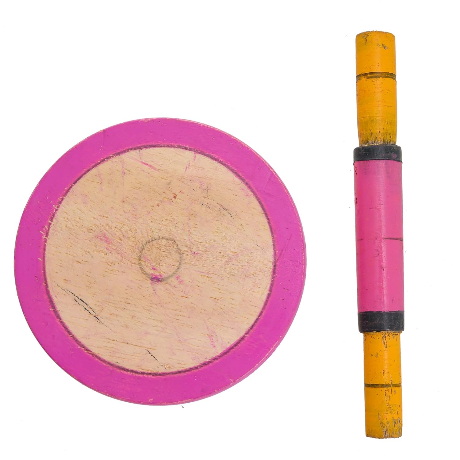 Kids Mini Wooden Chakla 4.5 Inch With Wooden Belan 6 Inch, Multicolor | Mini Wooden Chakla With Belan For Kids Kids Mini Wooden Chakla 4.5 Inch With Wooden Belan 6 Inch, Multicolor | Mini Wooden Chakla With Belan For Kids