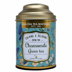San-Cha Chamomile Green Tea - 25 Biodegradable Tea Bags | Calming & Relaxing Detox Tea - Environment Friendly & Made In Corn Fiber | Low Caffeine