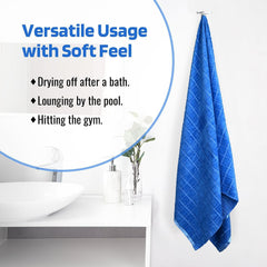 Kuber Industries Cotton Bath Towel 1000 Gsm | Workout Gym Napkins Bath Towel For Men & Woman Embroidery Silky Velvet Towel -Blue (Pack Of 2)