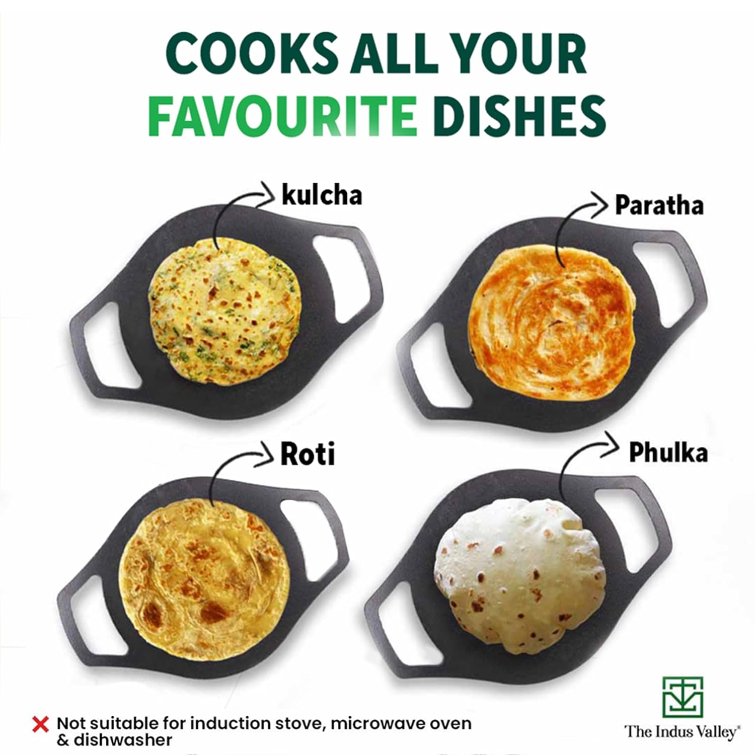 Pre-Seasoned Black Cast Iron Concave Tawa With Double Handle - 24cm, 9.4 Inch, 1.4 Kg | Gas Compatible, Naturally Nonstick, 100% Pure & Toxin-Free, No Chemical Coating Pre-Seasoned Black Cast Iron Concave Tawa With Double Handle - 24cm, 9.4 Inch, 1.4 Kg | Gas Compatible, Naturally Nonstick, 100% Pure & Toxin-Free, No Chemical Coating