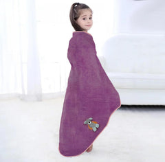 Urbanleaf Premium Microfiber Kids Bath Towels 300 Gsm | Quick Drying Towels For Unisex Kids Cartoon Print Baby Towel (Purple)