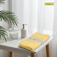 Liberty Towels 100% Cotton Large Size Bath Towel 450 Gsm | Highly Absorbent, Soft & Quick Dry Bathroom Towel | Elegant Design (Yellow)