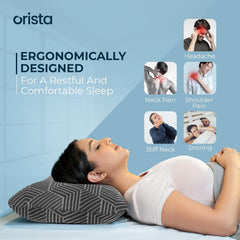 Advance Gel Blended Memory Foam Pillow, For Pain Relief, Grey, Queen Size - 21 X 14 X 4.5 Inch | For Neck & Shoulder Pain Relief | Orthopedic Pillow For Back & Stomach Sleepers - Pack Of 2
