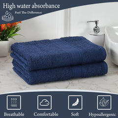Fresh From Loom Luxury Edition Egyptian 100% Pure Cotton Bath Towel 1200 Gsm | High Water Heavy Soft Dual Stitched Bath Towel (Iris Blue) - 2 Pcs