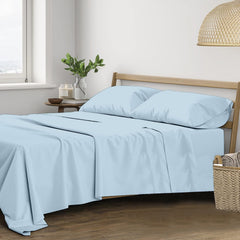 Plain Queen Size Double Bedsheet With 2 Pillow Covers (86 X 104 Inch, Sky Blue) | Breathable & Skin-Friendly | Ideal For Hotel, Guest House, Bedroom