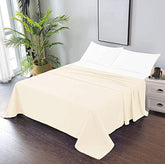100% Cotton Double Bedsheets King Size - 108 X 108 Inches, Ivory | 750 Thread Count Sateen Finish Luxuries - Ideal For Guest Room, Hotel Quality | 1 Piece Bed Sheet