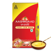 Pure Organic Svasti Desi Cow Ghee By Aashirvaad | Naturally & Healthy Protein Fiber Desi Ghee Perfect For Cooking | (1 Liters) 33.8 Ounce | Box Pack