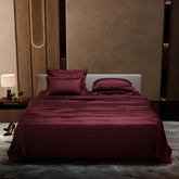 1 Flat Bedsheet King Size With 4 Pillow Cover - 108 X 108 Inches, Velvet Wine | Wedding, Bedroom, Date Night Collection | 300 Thread Count