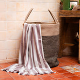 Debaans 100% Bamboo Large Bath Towel 400 Gsm | Buttery Soft, Ultra-Absorbent, Lightweight, Anti-Microbial, Hypoallergenic, Quick Dry Bath Towel (Plum Stripe)