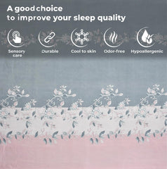 Microfiber Single Bedsheet Set With 1 Pillow Covers (60 X 90 Inches) Grey & Pink | Durable & Long-Lasting | 144 Thread Count | Wrinkle Free