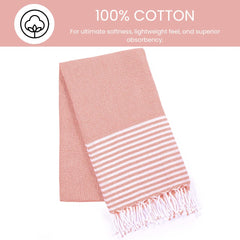 Destin Home Turkish Peshtemal Beach Towels 700 Gsm | Cotton Soft, Lightweight, Quick-Drying & Absorbent For Beach Pool Spa Picnic Travel (Peach)- Set Of 2