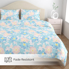 Bedsheet Double Bed For Queen Size - 100 X 90 Inches 2 Pillow Cover, Sky Blue | Ideal For Everyday Use | Soft, Skin-Friendly & Durable Cotton Fabric