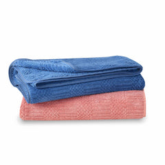Urbanleaf Microfiber Large Bath Towel 1kg | Quick Dry Super Absorbent Bath Towel For Men & Women | Pack Of 2 (Blue & Coral)
