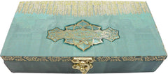 Designer Wodden Fancy Shagun Gift Boxes For Wedding, Shagun Cash Box Or Money Box With Mgi Printing For Wedding, Engagement, Holi, Diwali, Baby Showers, Colour - Sea Green, Pack Of 2