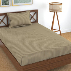 Glace Cotton Single Bedsheet With 1 Pillow Cover (89 X 57 Inches, Beige) | Long Lasting Durability & Comfort For Your Living Space