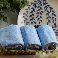 Mush 100% Bamboo Face Towel 2400 Gsm | Ultra Soft, Absorbent, Quick Dry Towels For Facewash, Gym, Pool, Sports, & Travel - Sky Blue (Pack Of 12)
