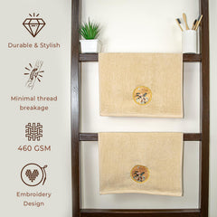 Akiko Home Prima Dream 100% Cotton Hand Towels 400 Gsm | Soft, Absorbent & Durable, Cotton Hand Towel | Pack Of 2 (Beige)