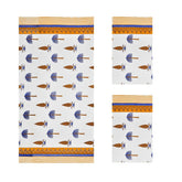 Mafatlal Madhuban Premium Waffle Cotton 1 Bath & 2 Hand Towel 700 Gsm | Hand Printed Quick Dry, Soft & Absorbent Towel (Almond) - 3 Pcs